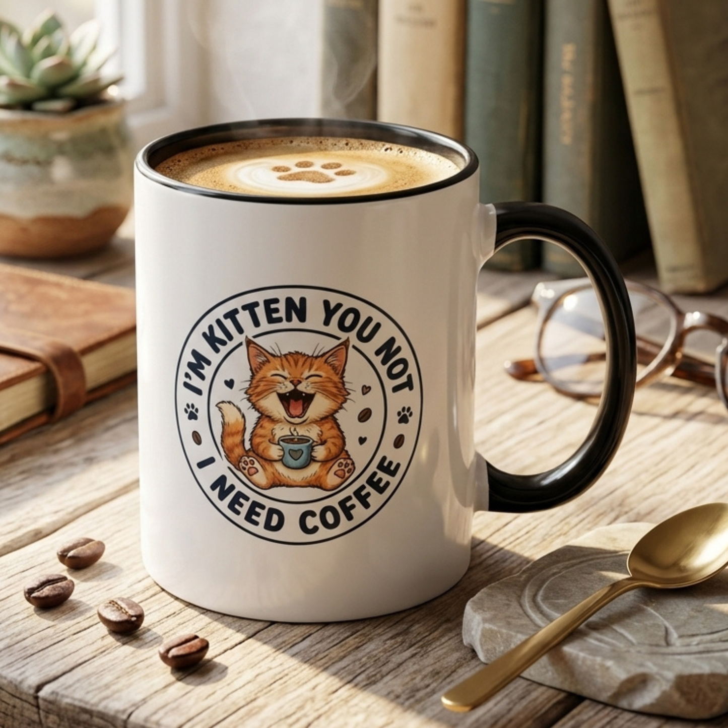 I'm Kitten You Not, I Need Coffee Funny Cat Mug – Cute Kitten Coffee Lover Gift, Cat Mom Gift, Novelty Ceramic Mug 11oz/15oz