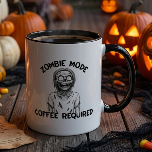 Funny Ceramic Zombie Mode Coffee Mug - Perfect for Coffee Lovers, Halloween Gifts, Holiday Present, Humor Mug 11oz/15oz