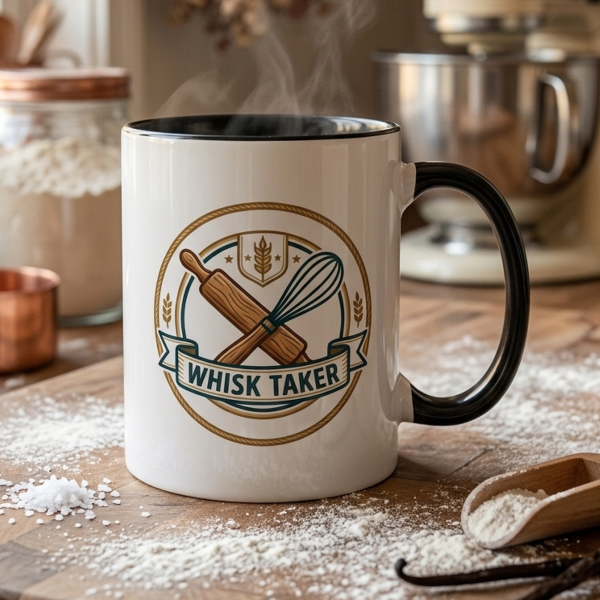 Whisk Taker Accent Coffee Mug  - Funny Pastry Gift for Bakers & Home Chefs (11/15oz)