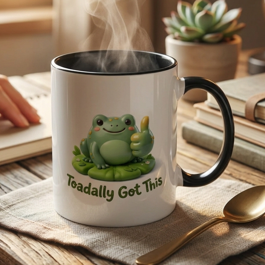 Toadally Got This Funny Frog Mug - Cute 3D Puffy Frog Coffee Mug, Motivational Encouragement Gift, Kawaii Cottagecore Cup for Frog Lovers 11oz/15oz