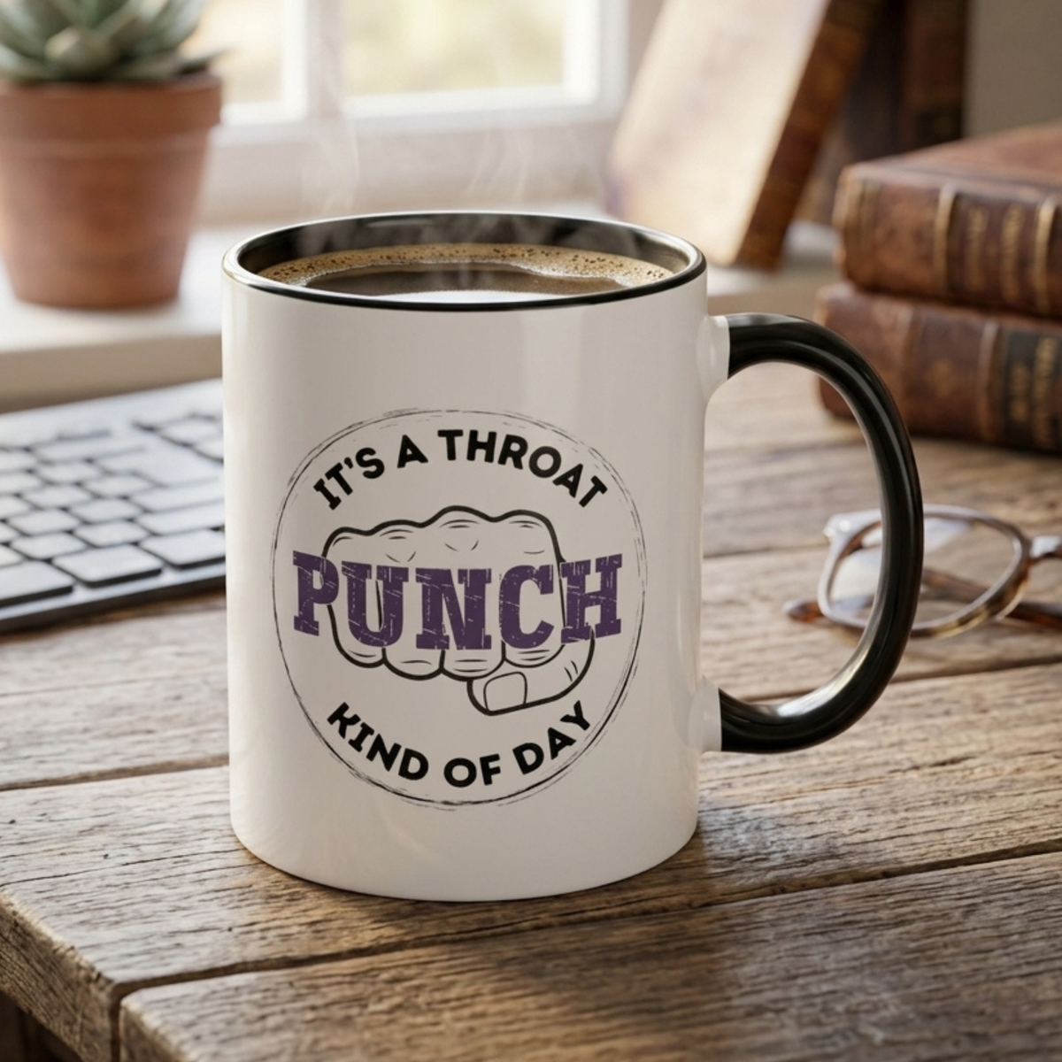 It's a Throat Punch Kind of Day Mug - Funny & Sarcastic Coffee Mug, Hilarious Gift Idea for Coworkers, Bosses & Meeting-Weary Professionals