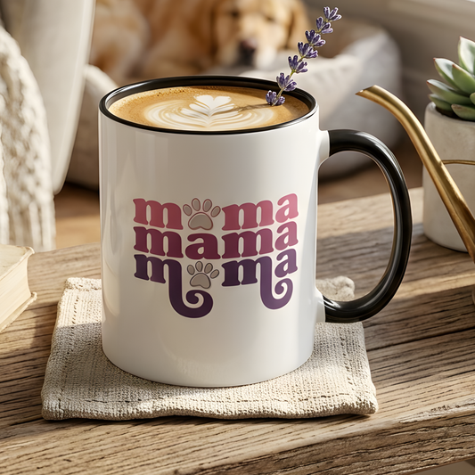 Trendy Mama Coffee Mug/Cute Pet Lover Mug - Cat Moms/Dog Moms/Cute Paw Print Mom Gift (11/15oz)