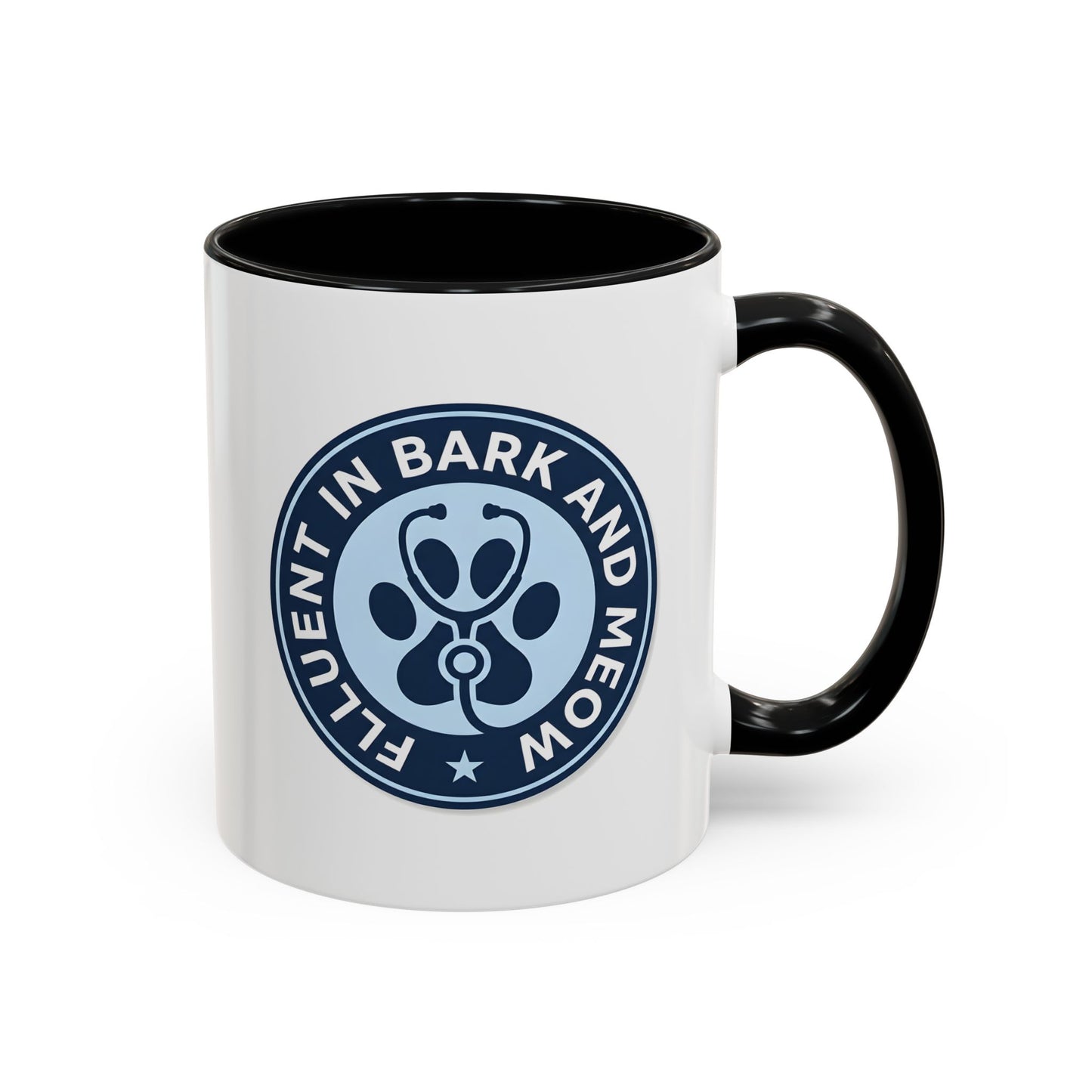 Fluent in Bark and Meow Vet Tech Mug - Funny Veterinary Technician Coffee Mug, Paw Print Stethoscope Design, Vet Assistant Gift, Animal Lover Ceramic Mug 11oz/15oz