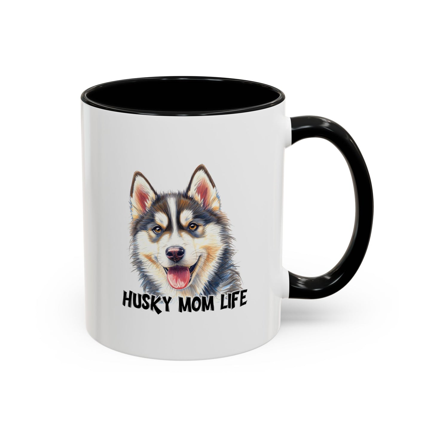 Husky Mom Life Coffee Mug - Portrait Siberian Husky Dog Mom Gift, Pet Parent Ceramic Mug for Husky Owners 11oz/15oz