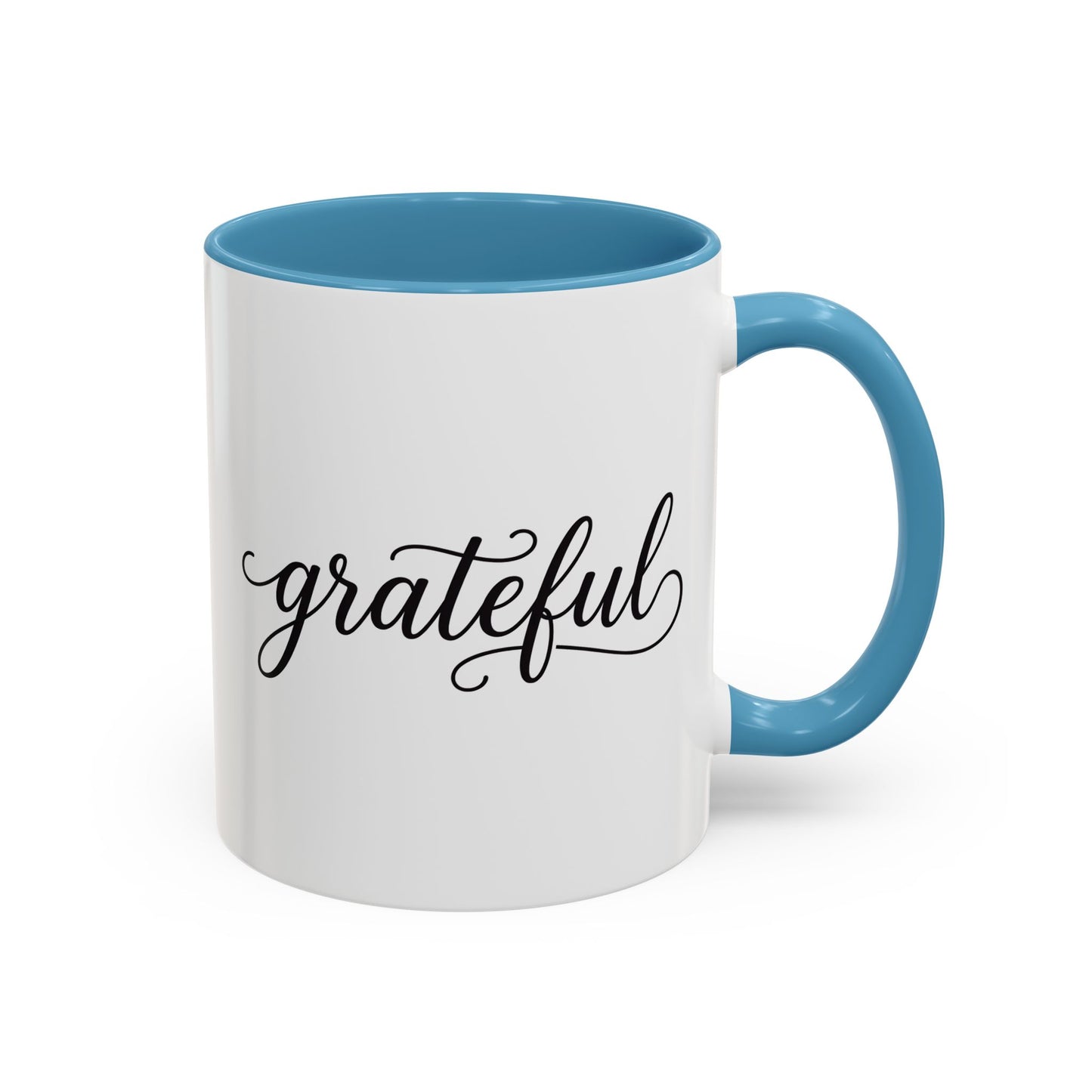 Grateful Mug - Elegant Script Calligraphy Coffee Cup, Inspirational Gratitude Gift, Minimalist Farmhouse Kitchen Decor 11oz/15oz