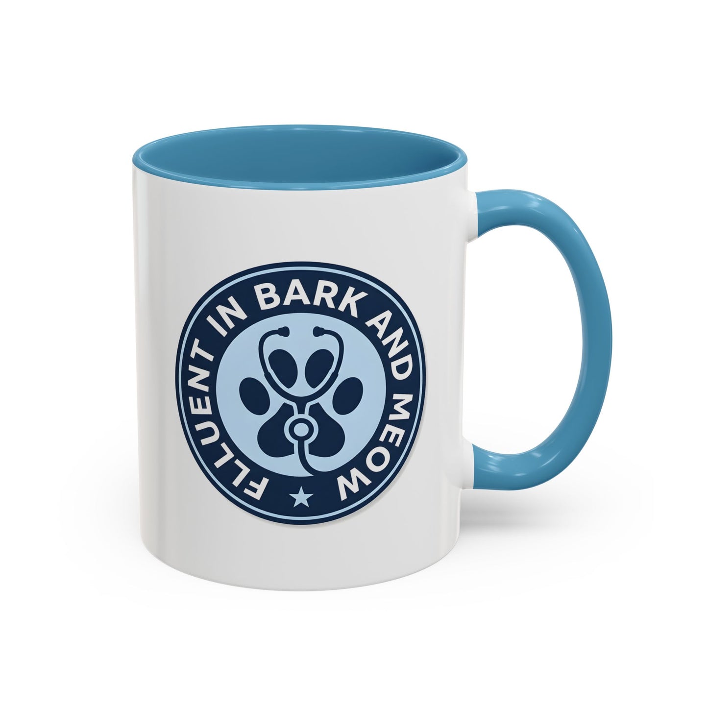 Fluent in Bark and Meow Vet Tech Mug - Funny Veterinary Technician Coffee Mug, Paw Print Stethoscope Design, Vet Assistant Gift, Animal Lover Ceramic Mug 11oz/15oz