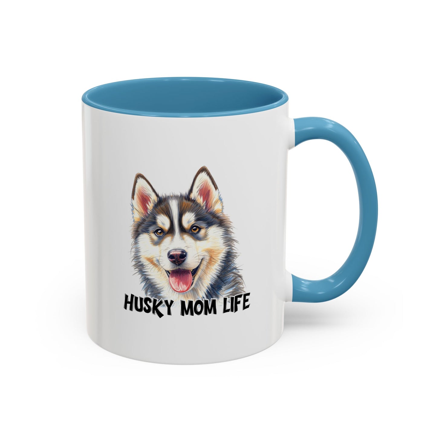 Husky Mom Life Coffee Mug - Portrait Siberian Husky Dog Mom Gift, Pet Parent Ceramic Mug for Husky Owners 11oz/15oz