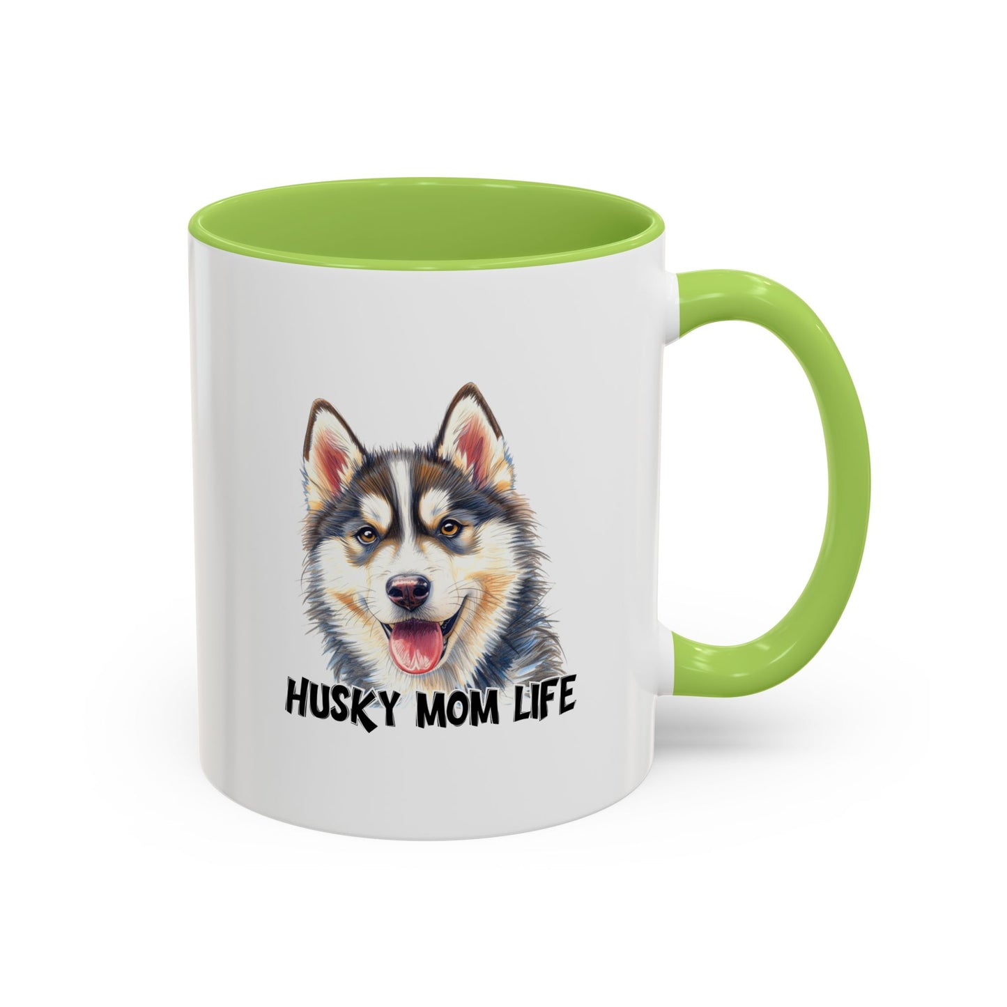 Husky Mom Life Coffee Mug - Portrait Siberian Husky Dog Mom Gift, Pet Parent Ceramic Mug for Husky Owners 11oz/15oz