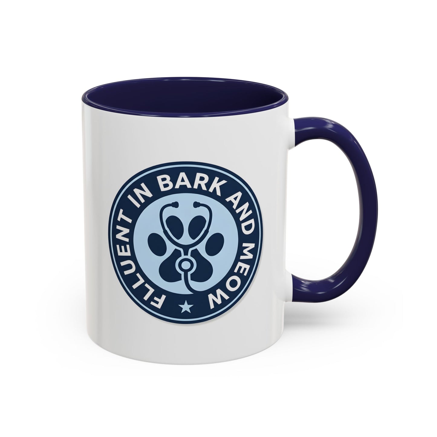 Fluent in Bark and Meow Vet Tech Mug - Funny Veterinary Technician Coffee Mug, Paw Print Stethoscope Design, Vet Assistant Gift, Animal Lover Ceramic Mug 11oz/15oz