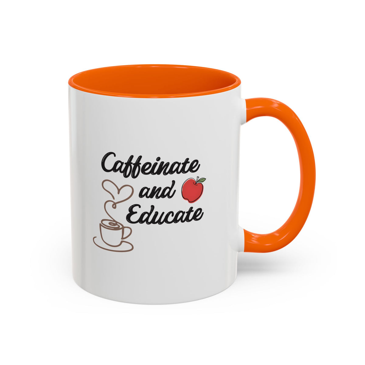 Caffeinate and Educate Mug - Funny Teacher Coffee Mug, Cute Apple Heart Steam Design, Teacher Appreciation Gift, Back to School Coffee Cup 11oz/15oz