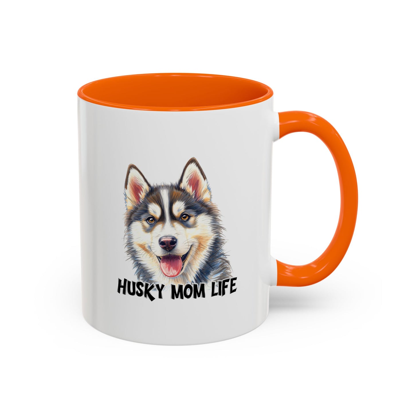 Husky Mom Life Coffee Mug - Portrait Siberian Husky Dog Mom Gift, Pet Parent Ceramic Mug for Husky Owners 11oz/15oz