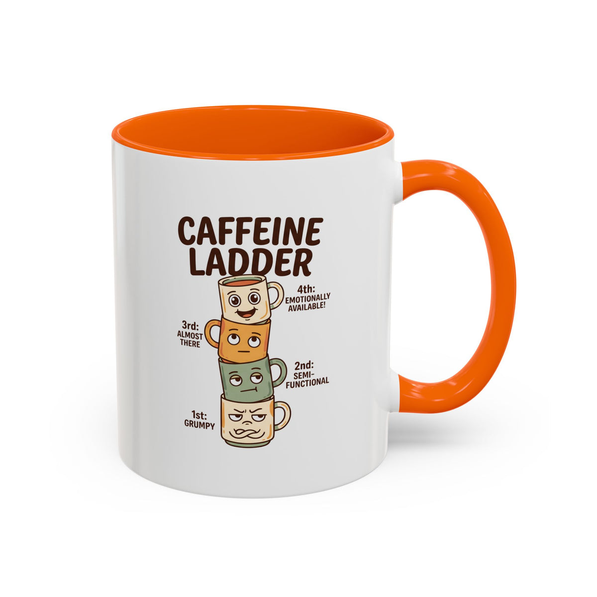 Caffeine Ladder Mug - Funny Coffee Mug with Stacked Mood Mugs, Grumpy to Emotionally Available Coffee Cup, Cute Coffee Lover Gift 11oz/15oz