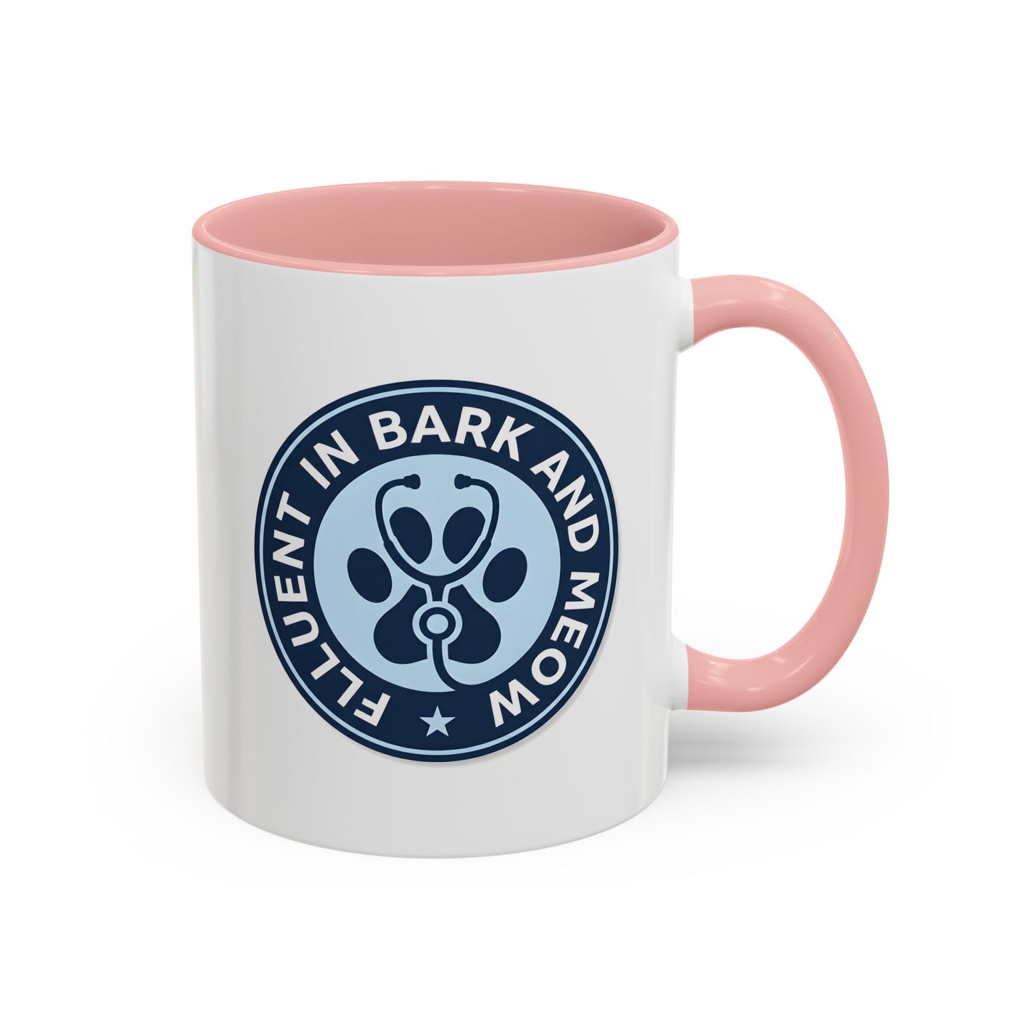Fluent in Bark and Meow Vet Tech Mug - Funny Veterinary Technician Coffee Mug, Paw Print Stethoscope Design, Vet Assistant Gift, Animal Lover Ceramic Mug 11oz/15oz