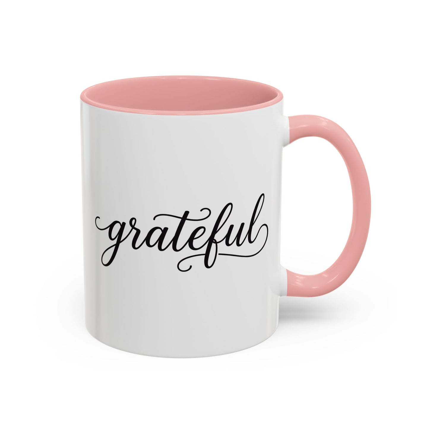 Grateful Mug - Elegant Script Calligraphy Coffee Cup, Inspirational Gratitude Gift, Minimalist Farmhouse Kitchen Decor 11oz/15oz