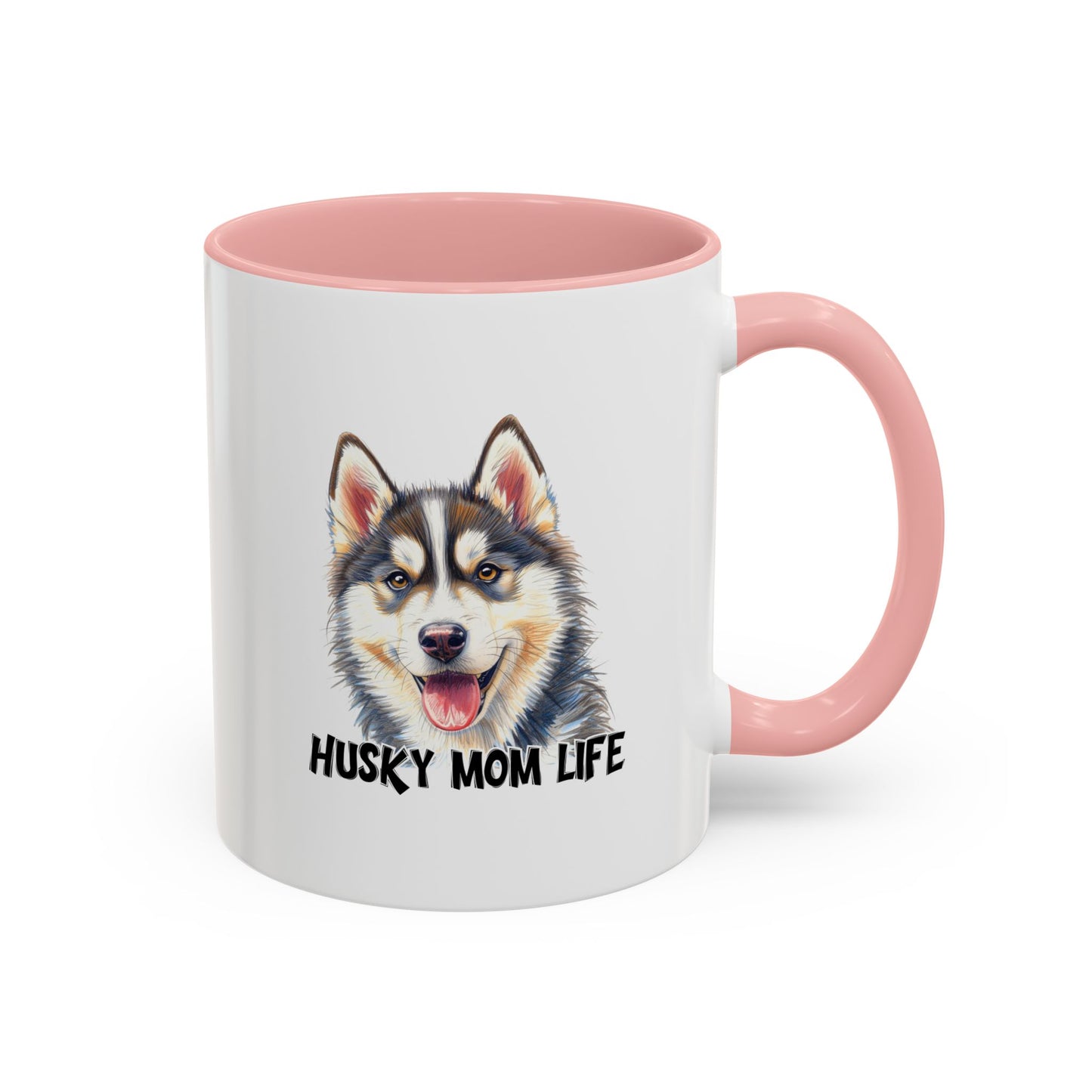 Husky Mom Life Coffee Mug - Portrait Siberian Husky Dog Mom Gift, Pet Parent Ceramic Mug for Husky Owners 11oz/15oz
