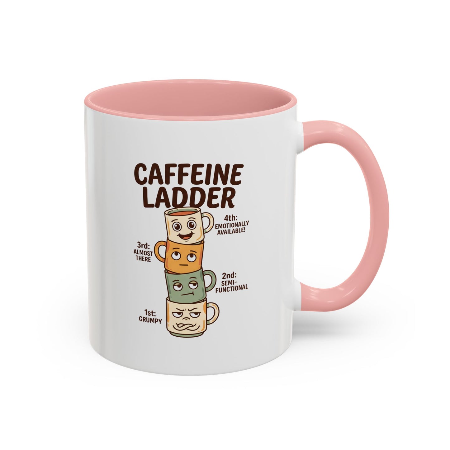 Caffeine Ladder Mug - Funny Coffee Mug with Stacked Mood Mugs, Grumpy to Emotionally Available Coffee Cup, Cute Coffee Lover Gift 11oz/15oz