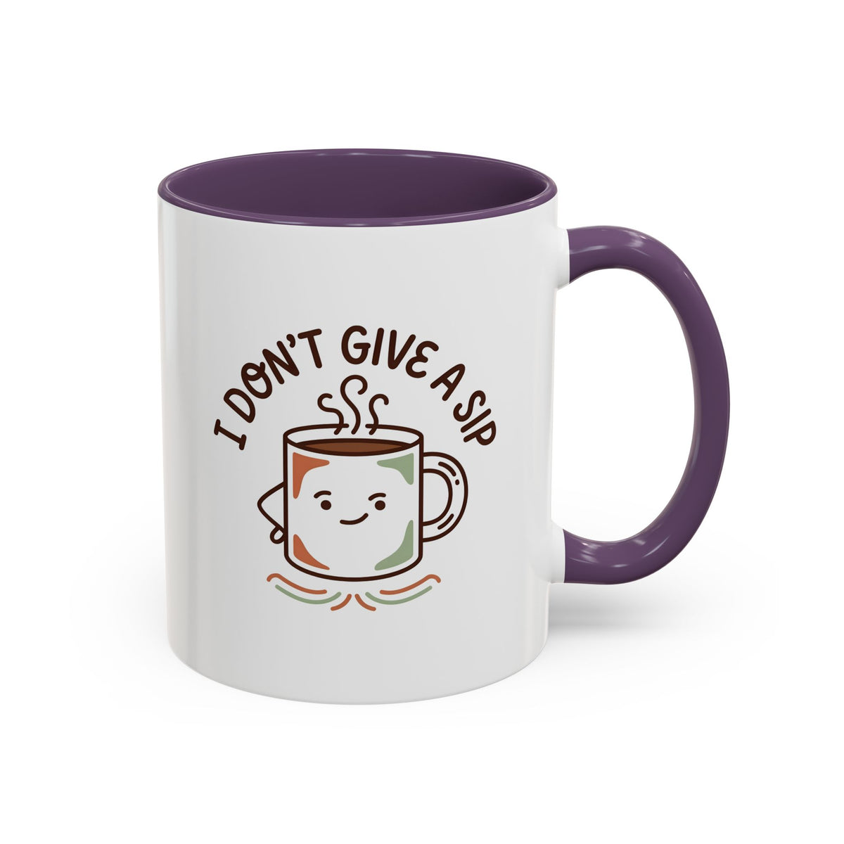 I Don't Give a Sip Funny Coffee Mug - Sarcastic Coffee Lover Gift, Cute Cartoon Mug Character, Funny Novelty Cup for Coffee Addicts 11oz/15oz