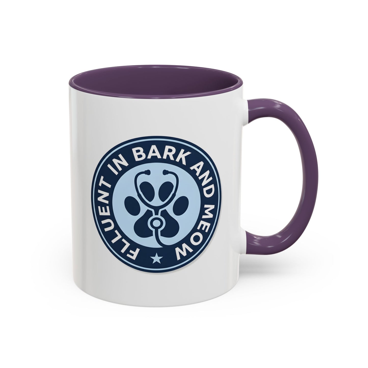 Fluent in Bark and Meow Vet Tech Mug - Funny Veterinary Technician Coffee Mug, Paw Print Stethoscope Design, Vet Assistant Gift, Animal Lover Ceramic Mug 11oz/15oz