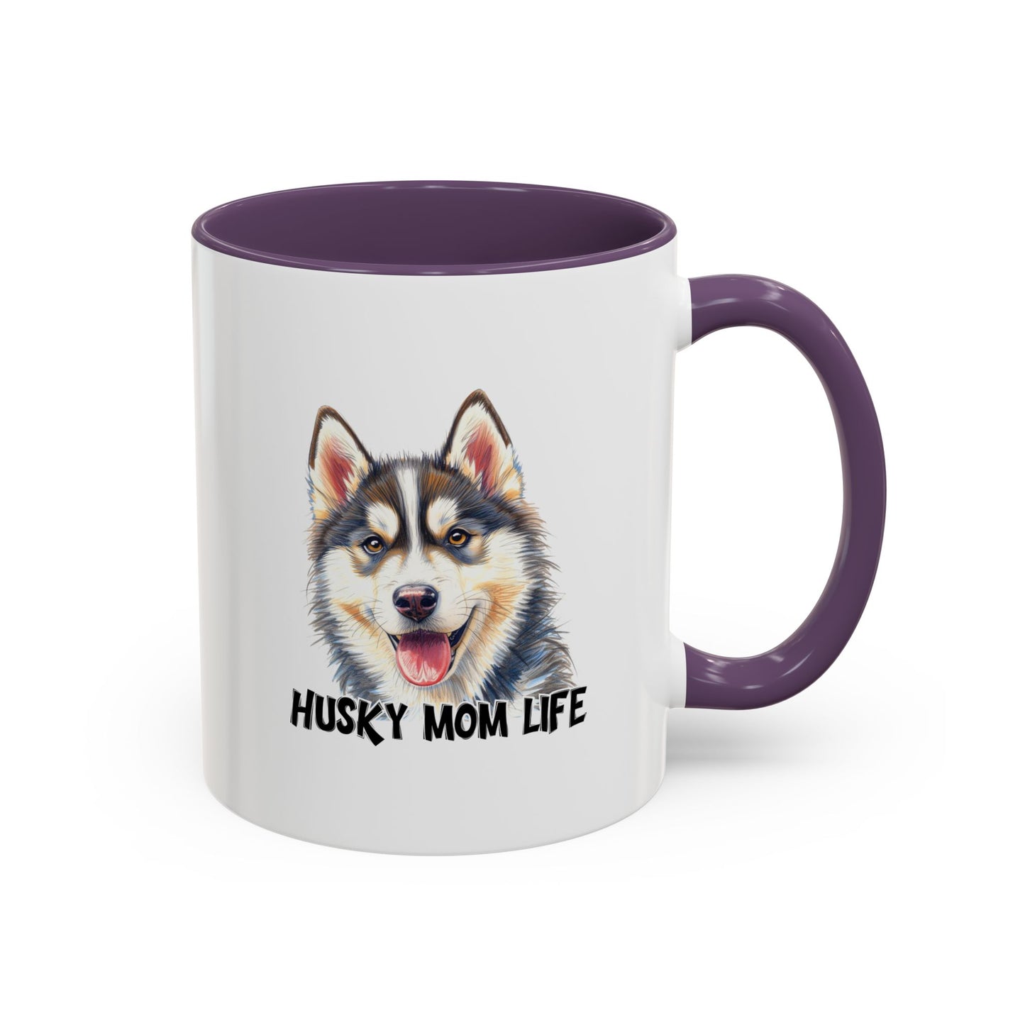 Husky Mom Life Coffee Mug - Portrait Siberian Husky Dog Mom Gift, Pet Parent Ceramic Mug for Husky Owners 11oz/15oz