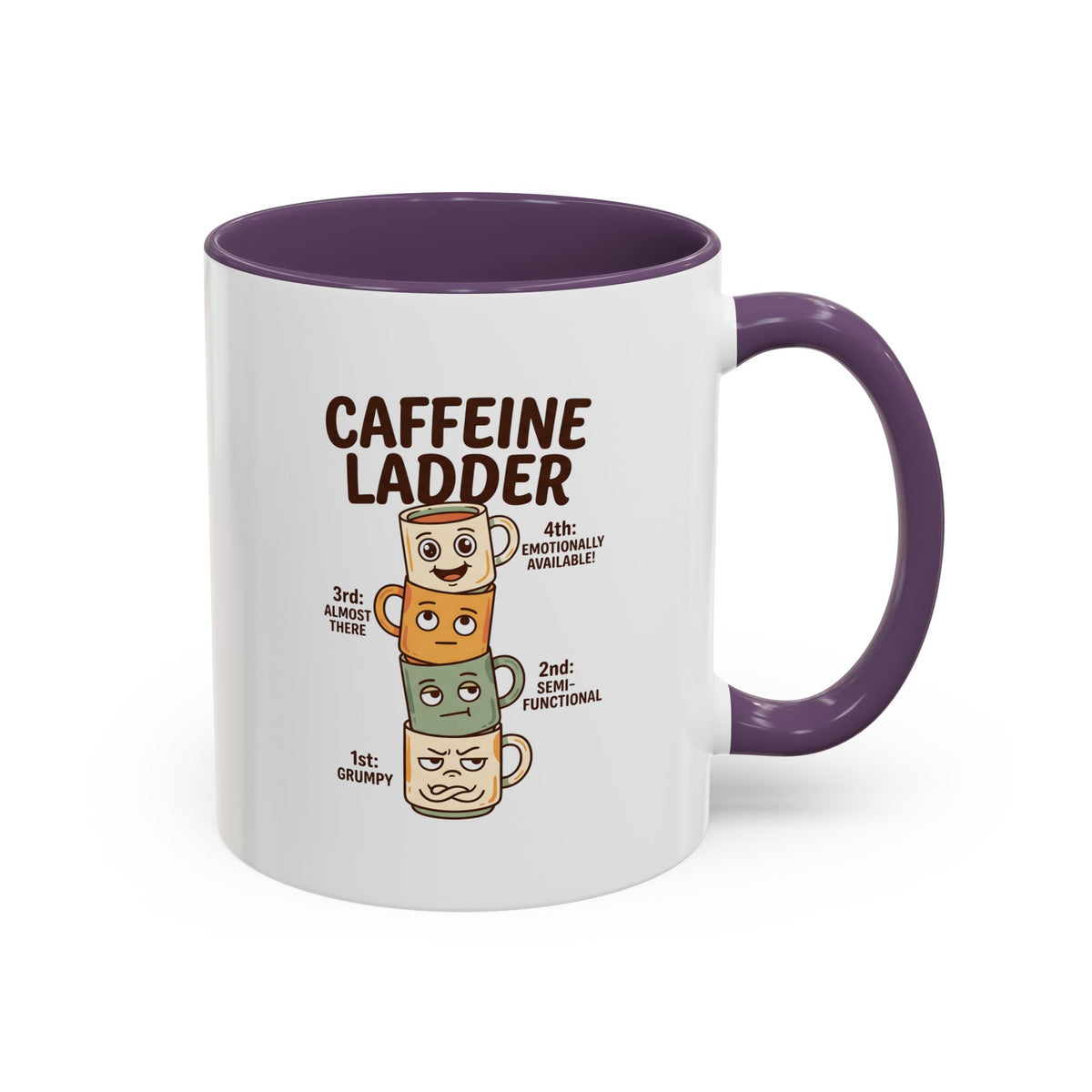 Caffeine Ladder Mug - Funny Coffee Mug with Stacked Mood Mugs, Grumpy to Emotionally Available Coffee Cup, Cute Coffee Lover Gift 11oz/15oz