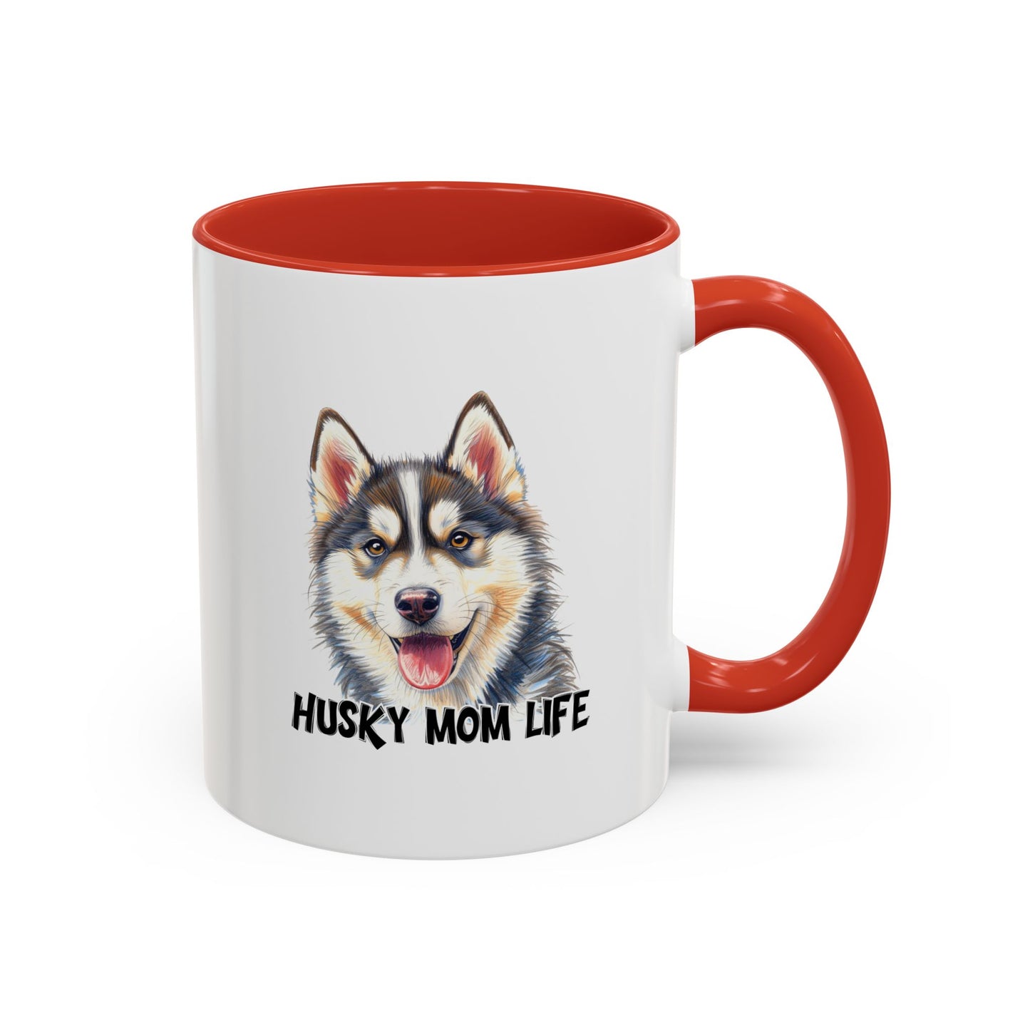 Husky Mom Life Coffee Mug - Portrait Siberian Husky Dog Mom Gift, Pet Parent Ceramic Mug for Husky Owners 11oz/15oz