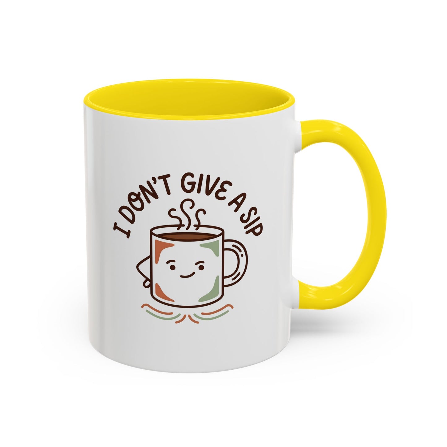 I Don't Give a Sip Funny Coffee Mug - Sarcastic Coffee Lover Gift, Cute Cartoon Mug Character, Funny Novelty Cup for Coffee Addicts 11oz/15oz