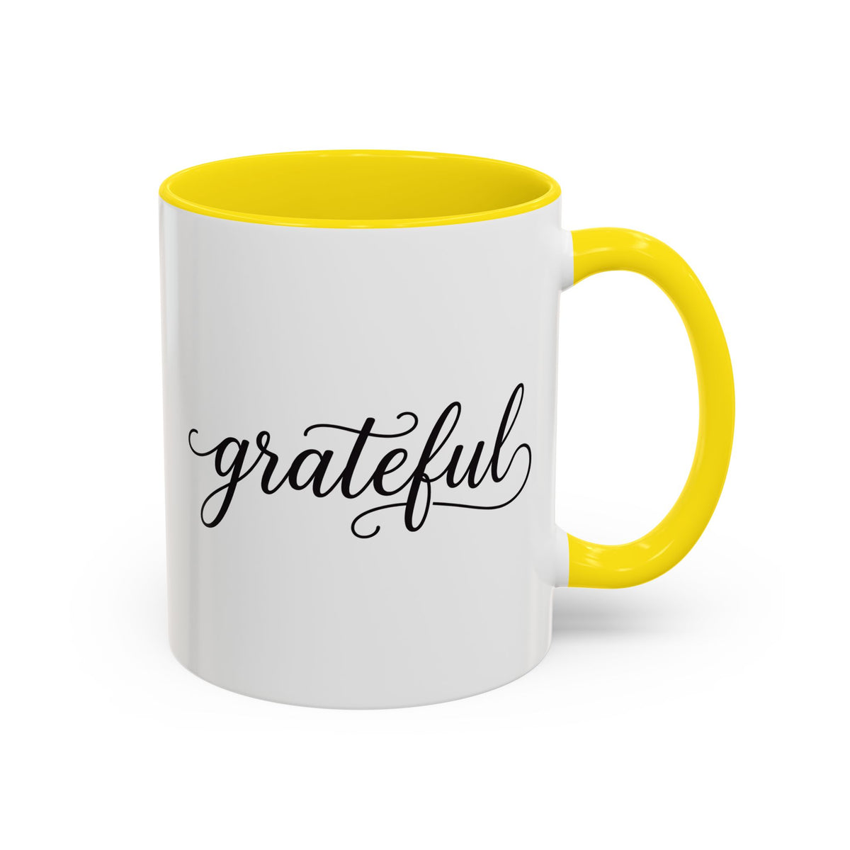 Grateful Mug - Elegant Script Calligraphy Coffee Cup, Inspirational Gratitude Gift, Minimalist Farmhouse Kitchen Decor 11oz/15oz