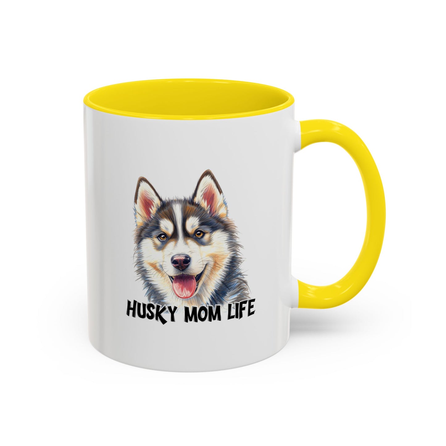 Husky Mom Life Coffee Mug - Portrait Siberian Husky Dog Mom Gift, Pet Parent Ceramic Mug for Husky Owners 11oz/15oz